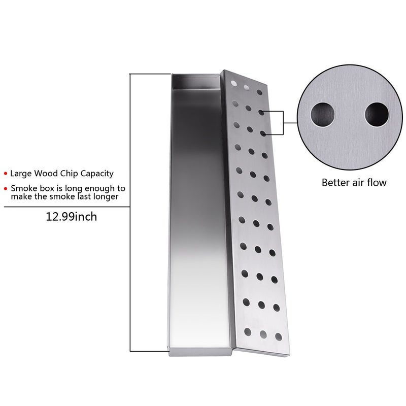 Lightique Smoker Box - Lightique Stainless Steel BBQ Smoker Box for Gas Grilling Works with Wood Chips, Grill & Smoker Accessories, Reusable Smoker Box with Lid for Gas Grill or Charcoal Grill, 13"x 2.4" x 1.2" - Image 4